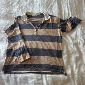 Striped Long Sleeve cotton Polo Shirt